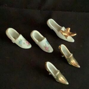 Bundle (5) Miniature Porcelain Shoes